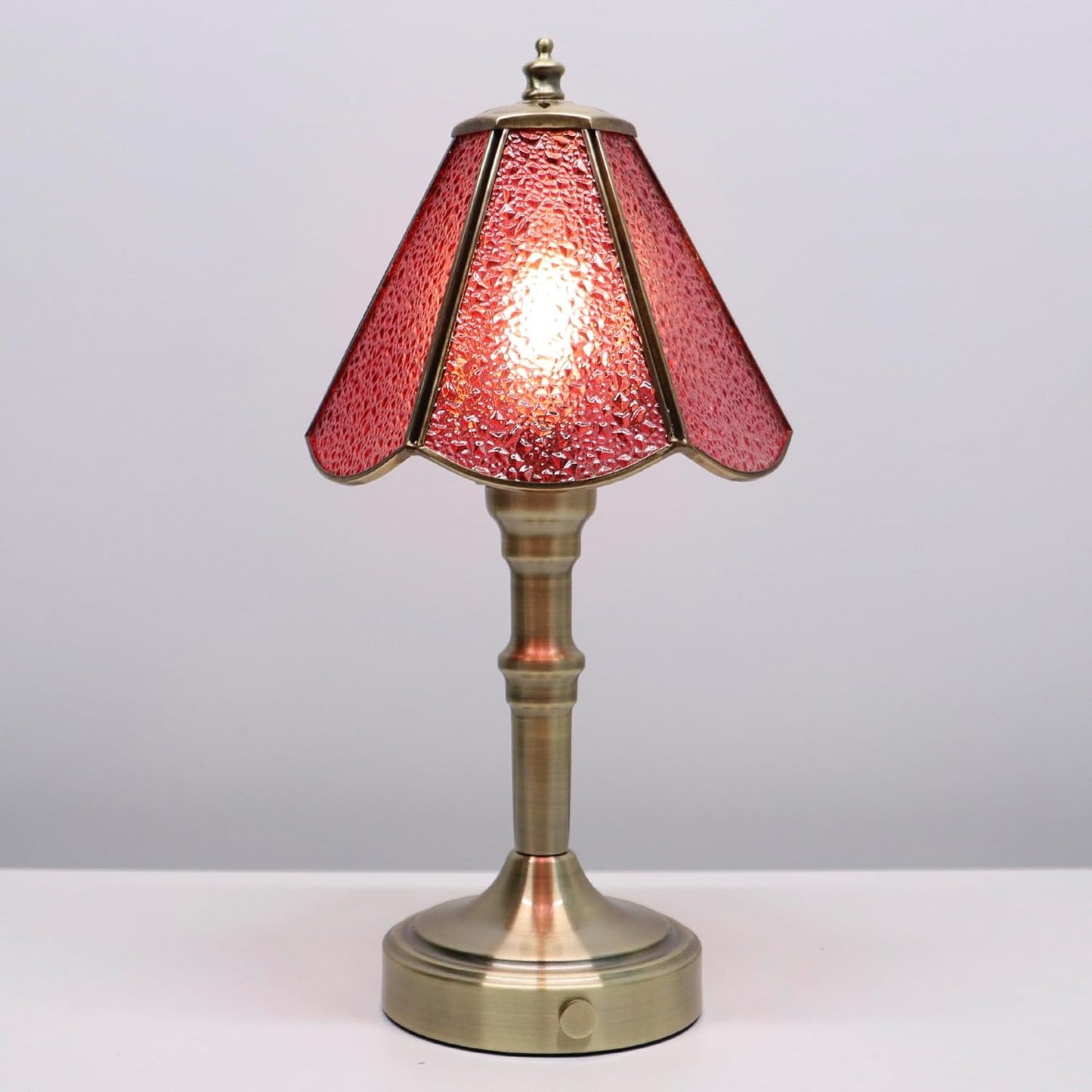 Stained Glass Touch Table Lamp 3-Way Dimmable (Pink Diamond Glass) 12" High - BigGreenBear.com table lamp 39.99 USD Big Green Bear
