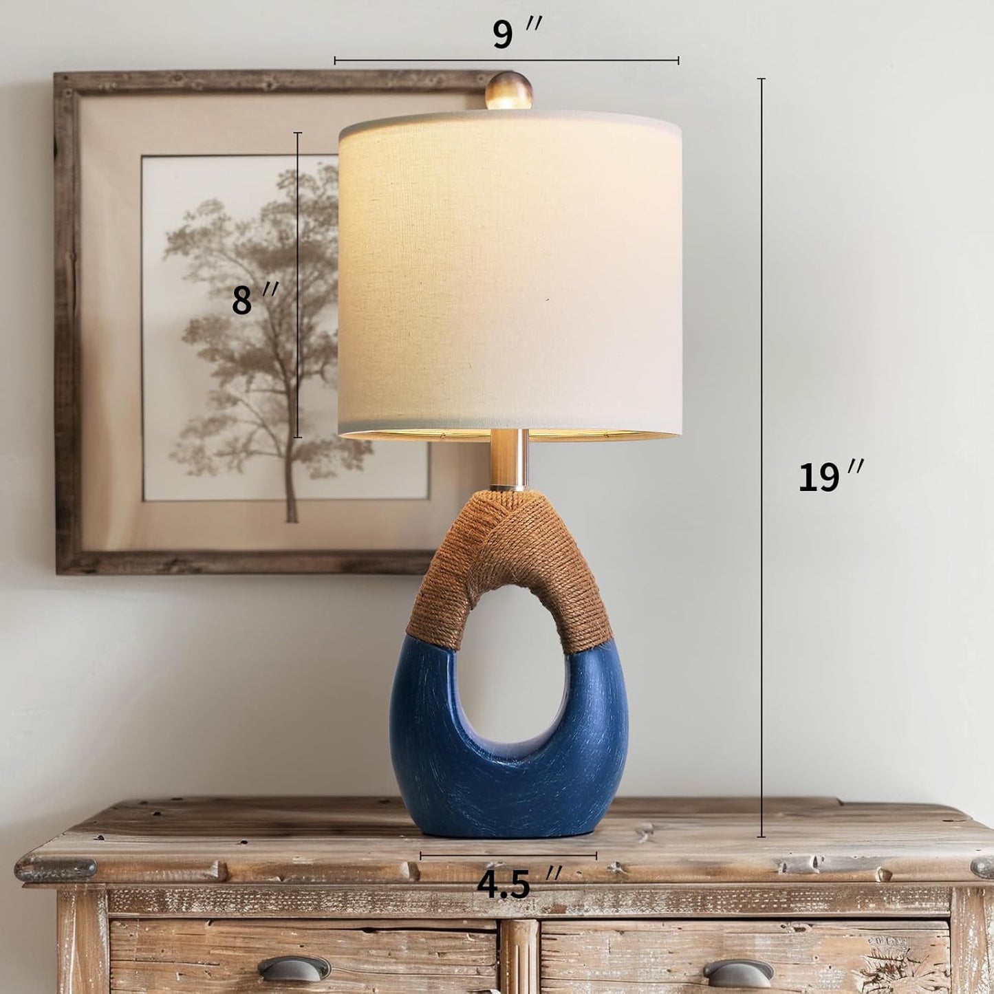 19" Boho Lamp for Bedroom, Bedside for Nightstands, Table Lamp-Blue - BigGreenBear.com table lamp 49.99 USD Big Green Bear