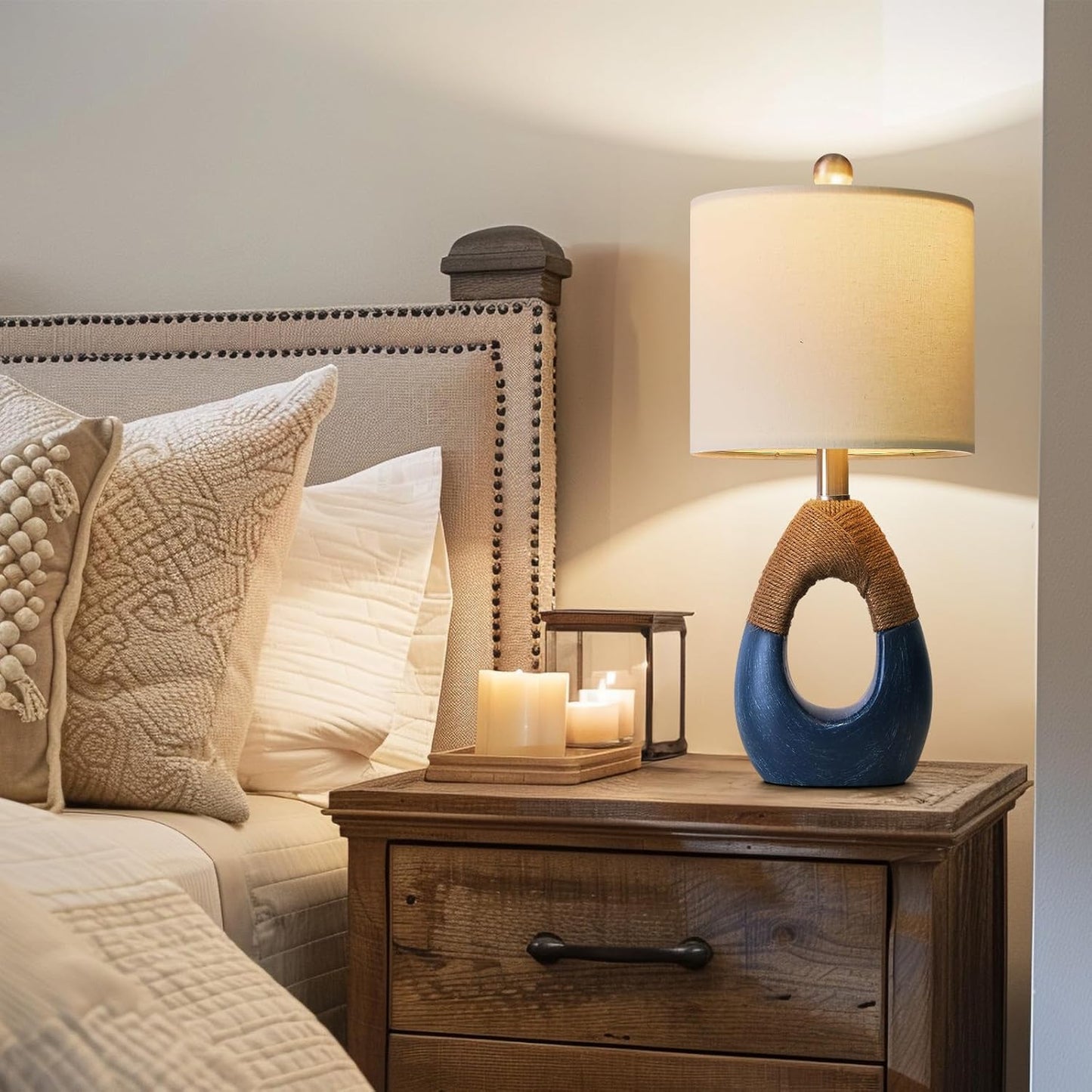 19" Boho Lamp for Bedroom, Bedside for Nightstands, Table Lamp-Blue - BigGreenBear.com table lamp 49.99 USD Big Green Bear
