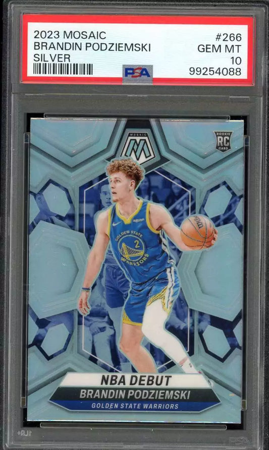 Brandin Podziemski Card 2023-24 Mosaic Silver (pop 2) #266 PSA 10 -  BigGreenBear.com Basketball cards 64.00 USD Big Green Bear