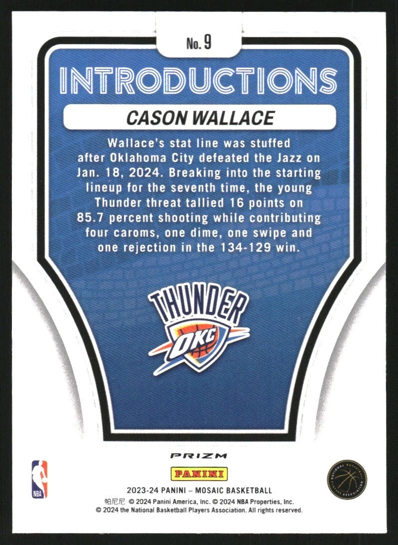 2023-24 Panini Mosaic Introductions Mosaic #9 Cason Wallace - BigGreenBear.com Basketball cards 1.45 USD Big Green Bear