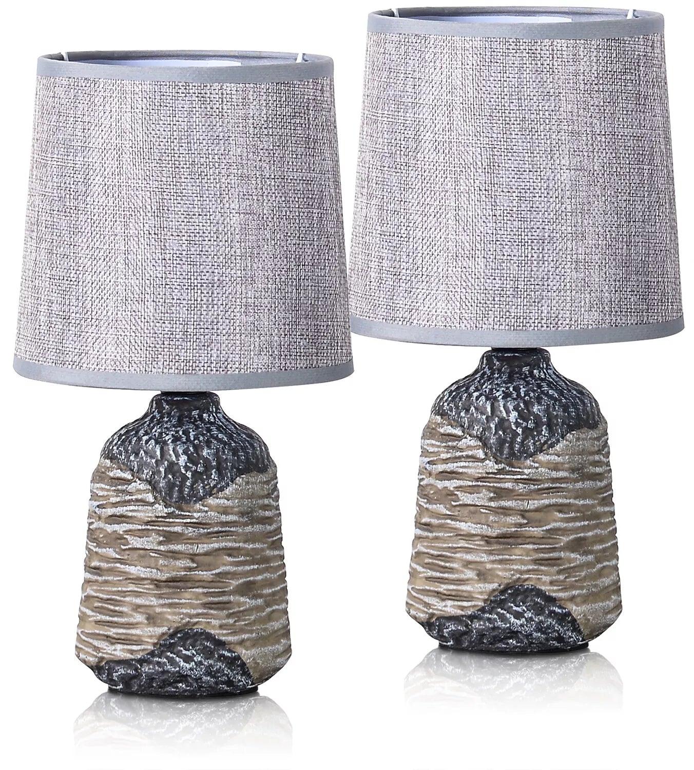 2-Pack BRUBAKER Table or Bedside Lamps - Gray/Dark Gray w Ceramic Base, 10.8" - BigGreenBear.com Lighting 49.99 USD Big Green Bear