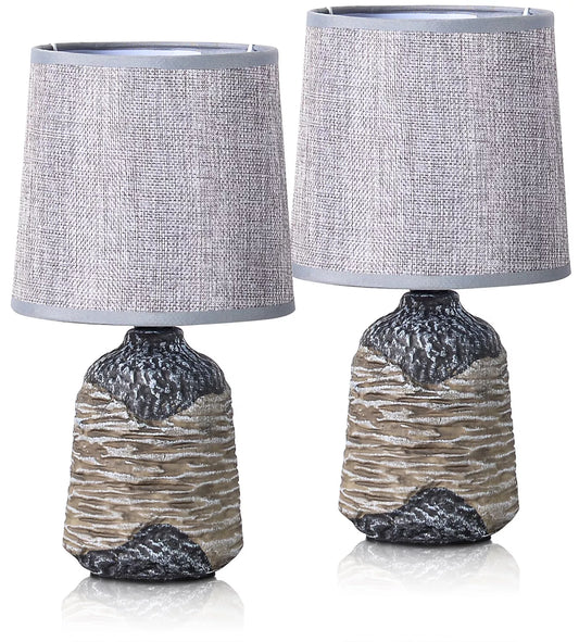 2-Pack BRUBAKER Table or Bedside Lamps - Gray/Dark Gray w Ceramic Base, 10.8" -  BigGreenBear.com Lighting 49.99 USD Big Green Bear