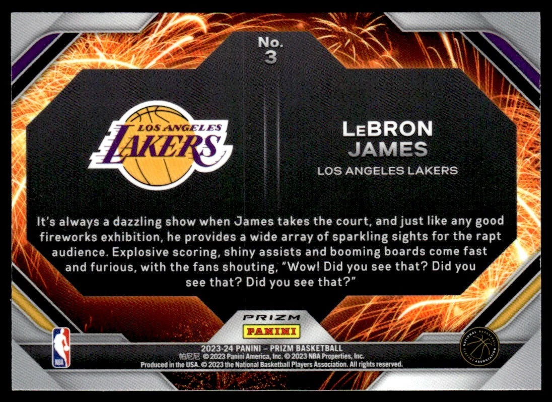 2023-24 Panini Prizm Fireworks Prizms Silver #3 LeBron James - BigGreenBear.com Basketball cards 5.99 USD Big Green Bear