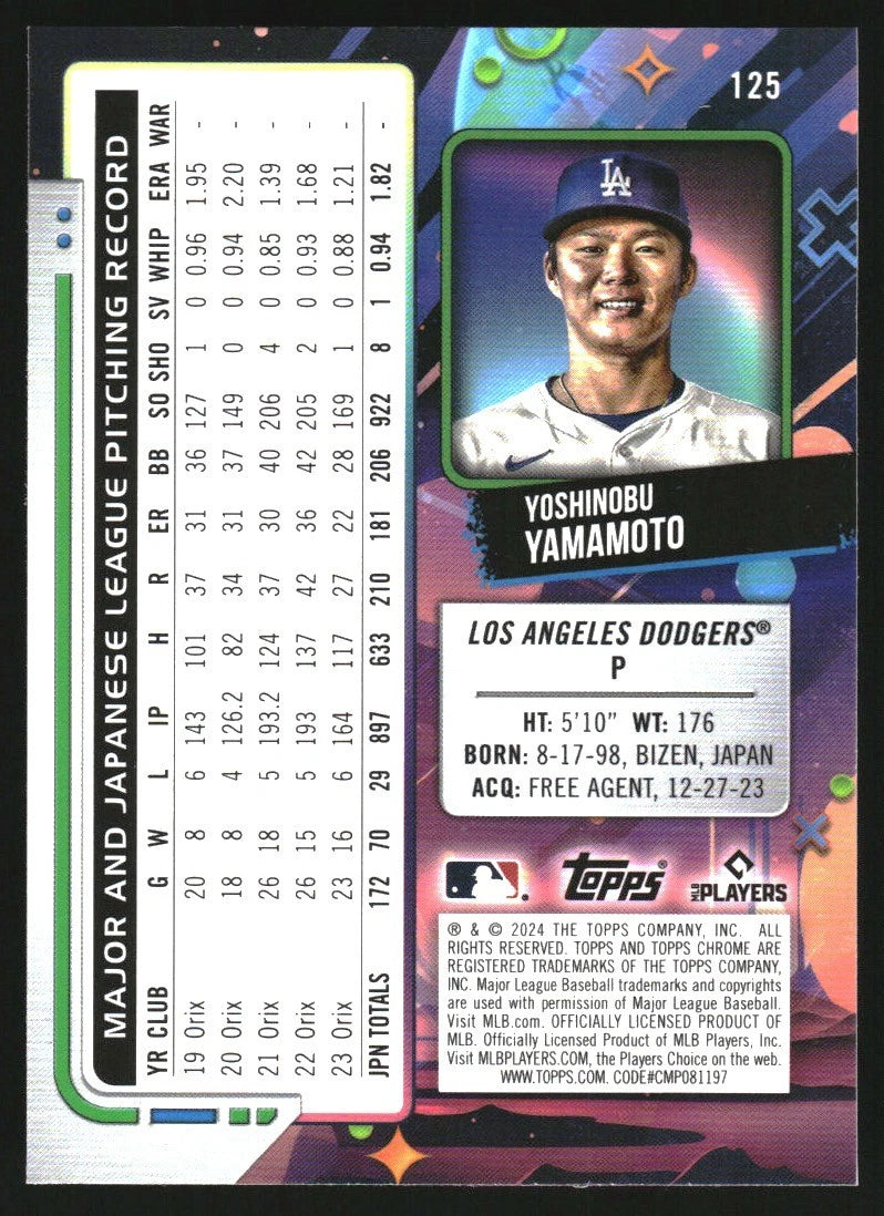 2024 Topps Cosmic Chrome #125 Yoshinobu Yamamoto RC - BigGreenBear.com Baseball cards 4.95 USD Big Green Bear