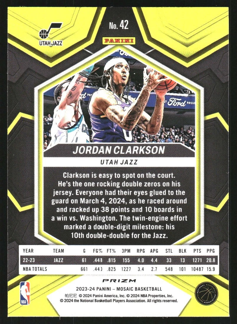 2023-24 Panini Mosaic Mosaic Red #42 Jordan Clarkson - BigGreenBear.com Basketball cards 0.99 USD Big Green Bear