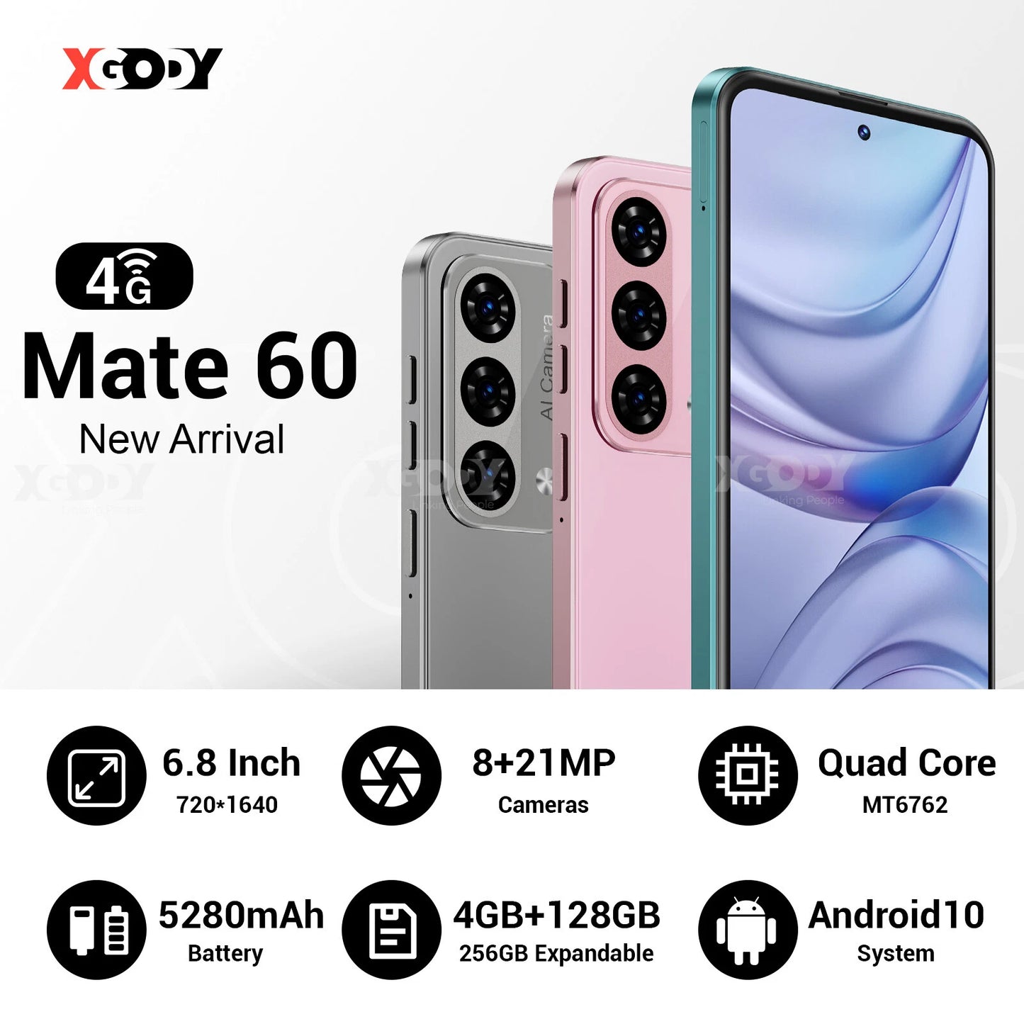 XGODY 4G T Mobile Unlocked Android Phones, 128GB Cell Phones,5280mAh 21MP Unlocked Smartphone