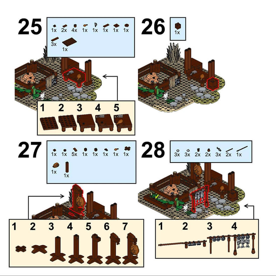 MOC creative expert creative Butcher's Yard Medieval Model Building Blocks - BigGreenBear.com Building Toys 29.95 USD Big Green Bear