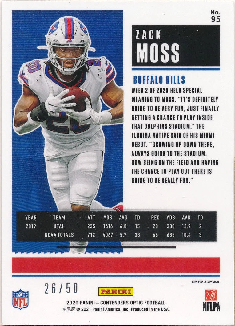 2020 Panini Contenders Optic Orange #95 Zack Moss /50 - BigGreenBear.com Football card 18.99 USD Big Green Bear