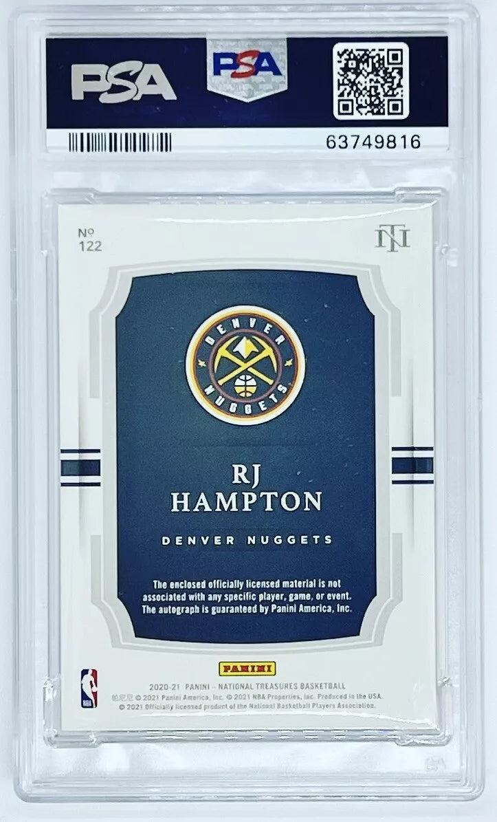 RJ Hampton 2020 National Treasures Rookie RC Patch Autograph #122 PSA 9