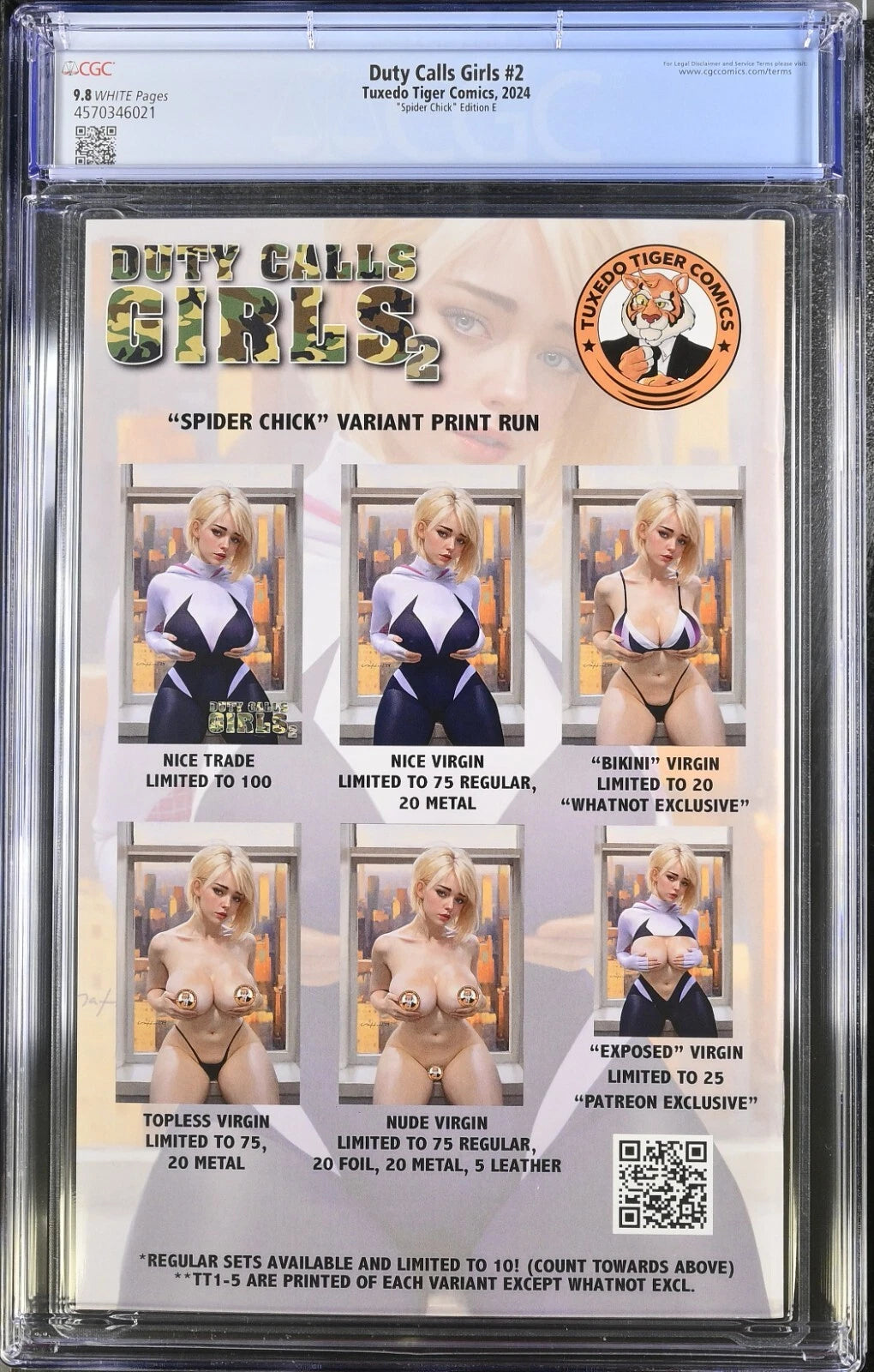 CGC 9.8 Duty Calls Girls • Lorenzana "Spider Chick" SPIDER-GWEN Stacy Full Chase - Big Green Bear 164.33 USD Big Green Bear