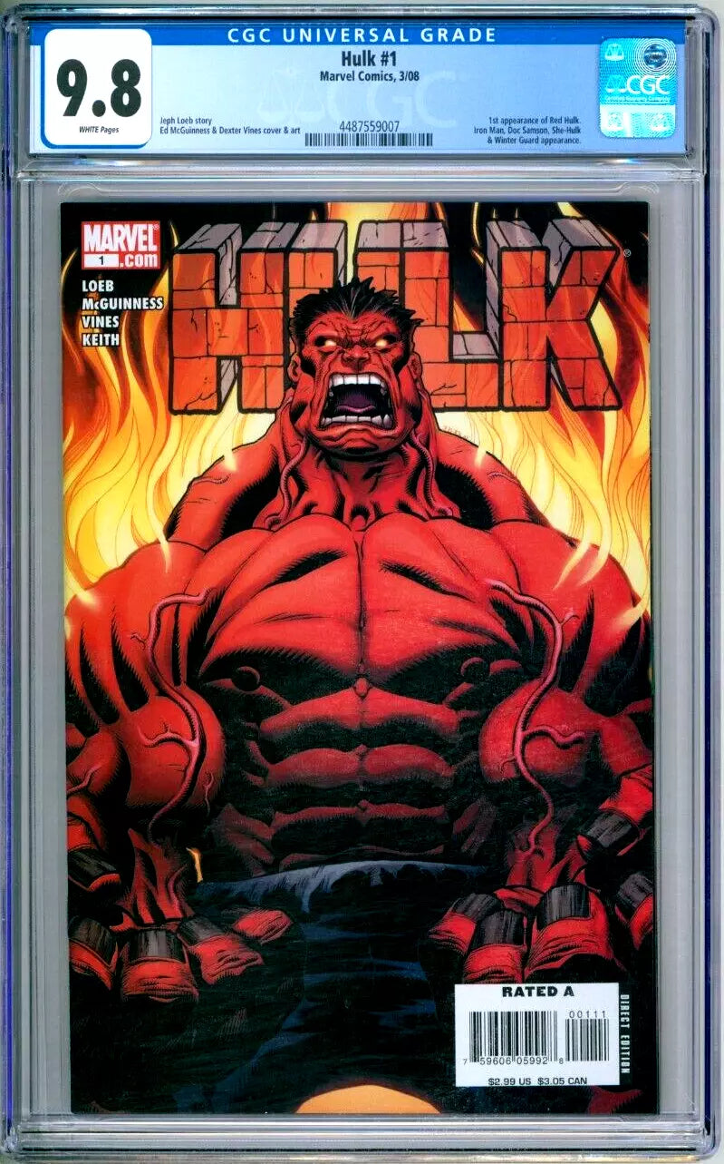 Hulk 1 CGC Graded 9.8 NM/MT 1st Red Hulk Marvel Comics 2008 - BigGreenBear.com Comic 349.00 USD Big Green Bear