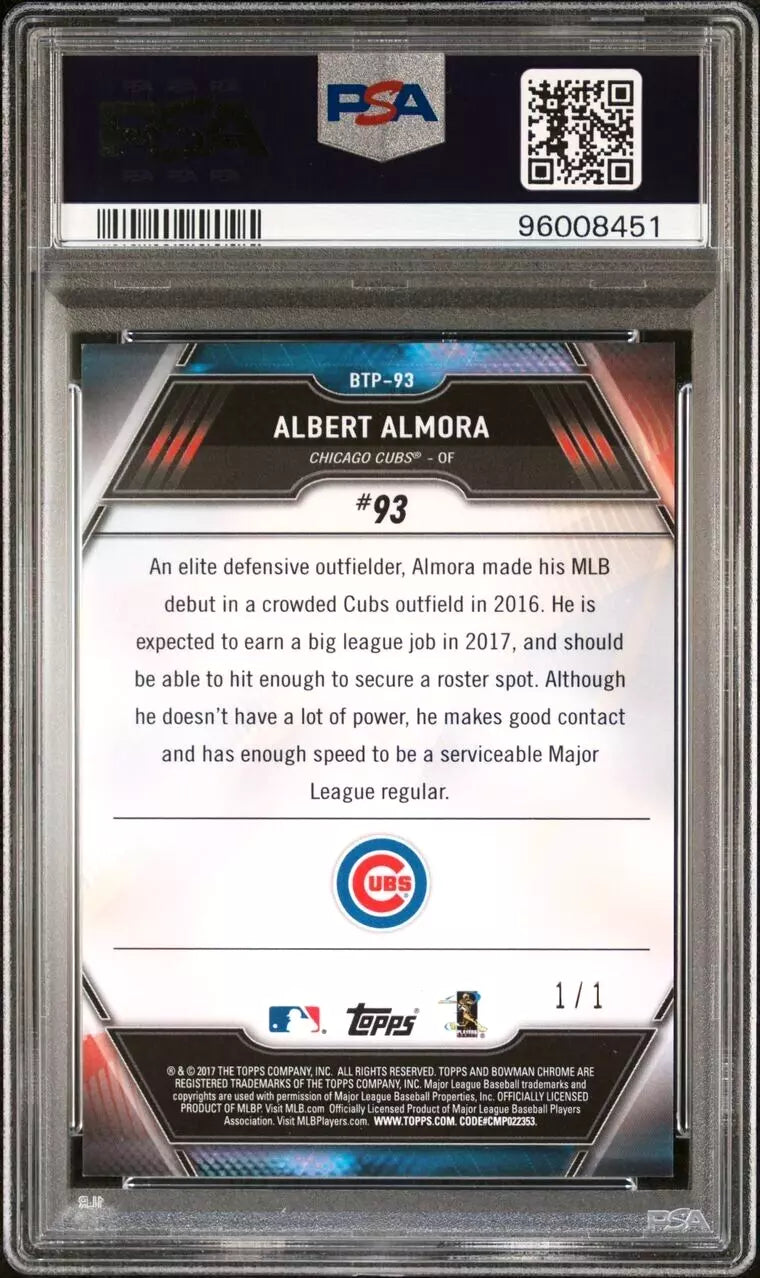 2017 Bowman Chrome #1/1 SuperFractor Albert Almora Rookie RC 2016 Cubs WS PSA 10 - BigGreenBear.com Baseball cards 269.99