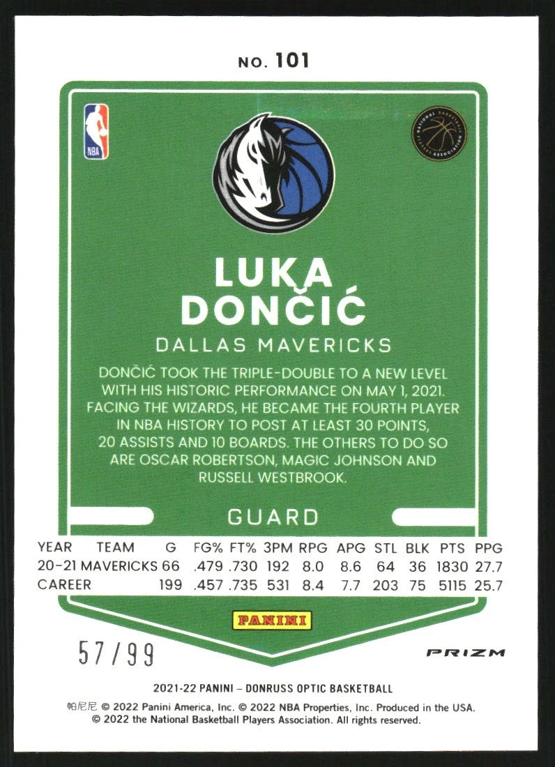 2021-22 Donruss Optic Red #101 Luka Doncic /99 - BigGreenBear.com Basketball cards 34.55 USD Big Green Bear