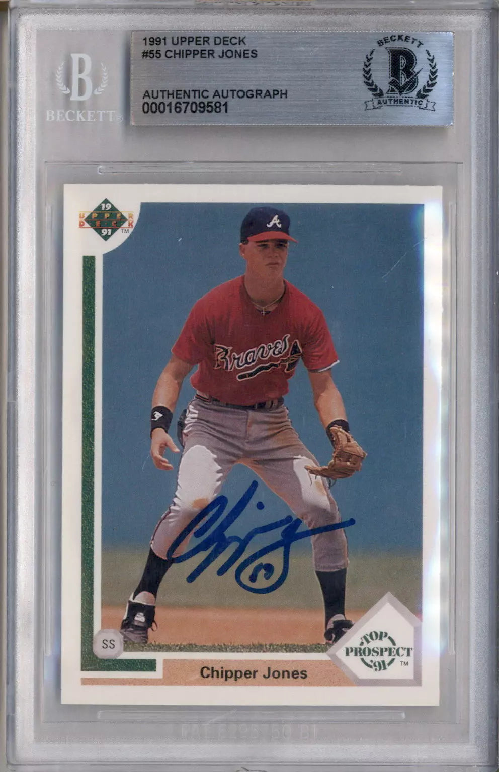 1991 Upper Deck #55 Chipper Jones Autograph Auto BGS Authentic
