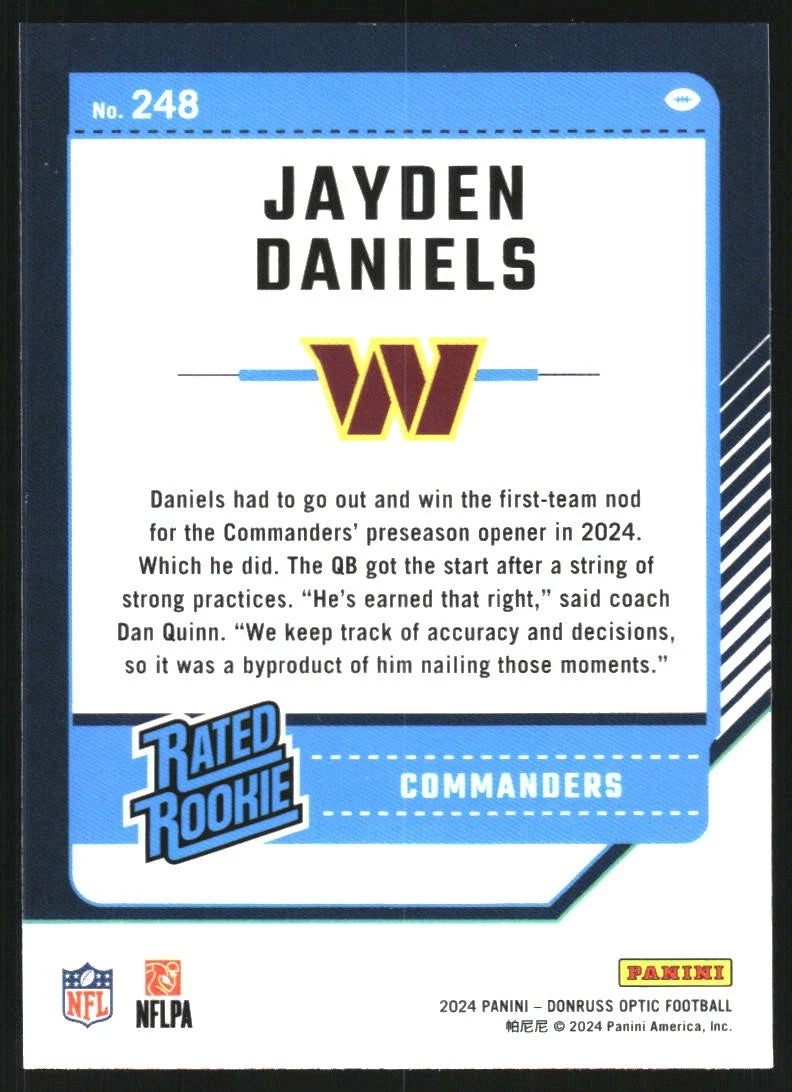 2024 Donruss Optic #248 Jayden Daniels RR RC