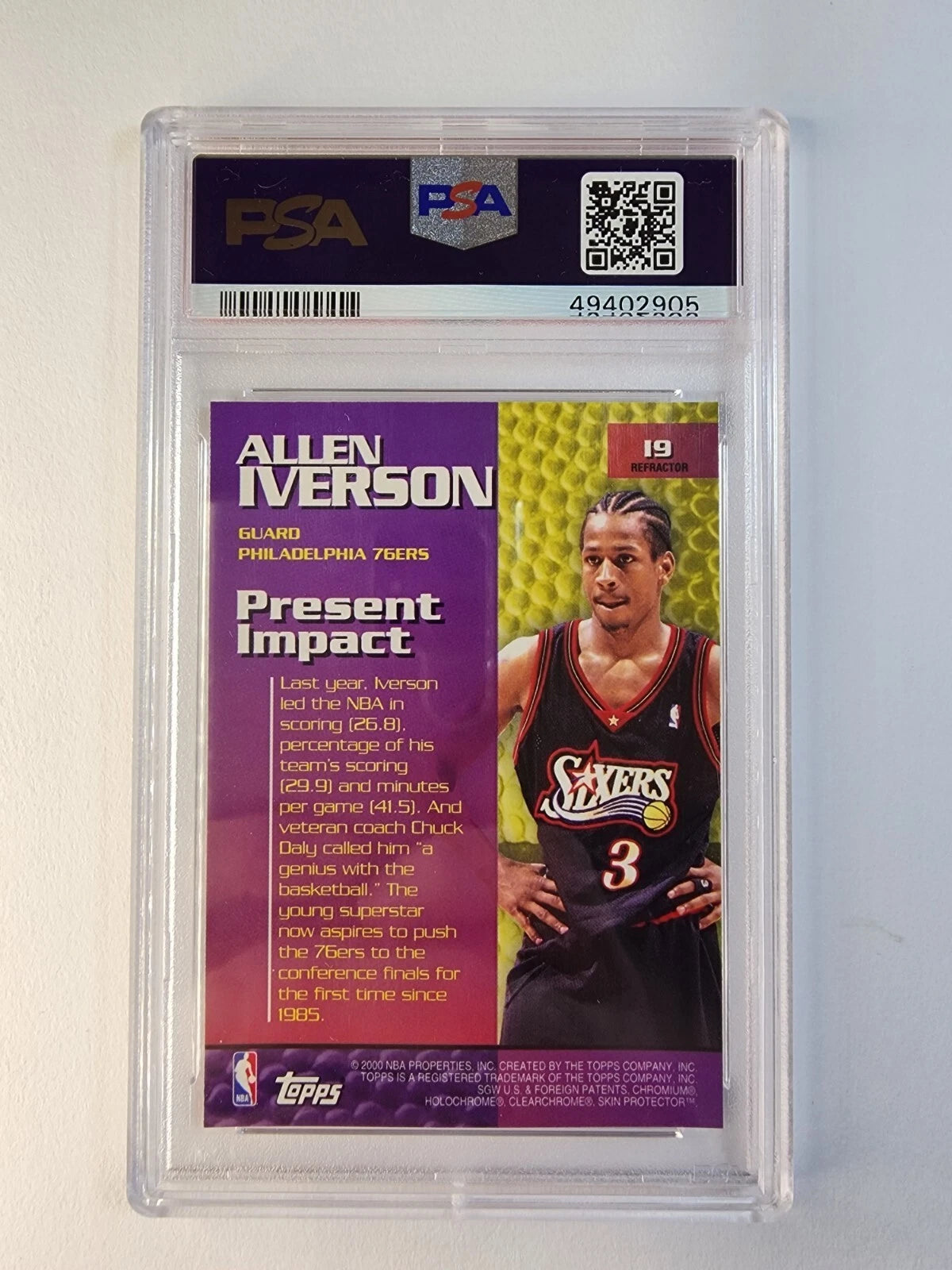 PSA 10 1999-00 Topps Impact Allen Iverson Refractor #19 - BigGreenBear.com trading cards 595.00 USD Big Green Bear