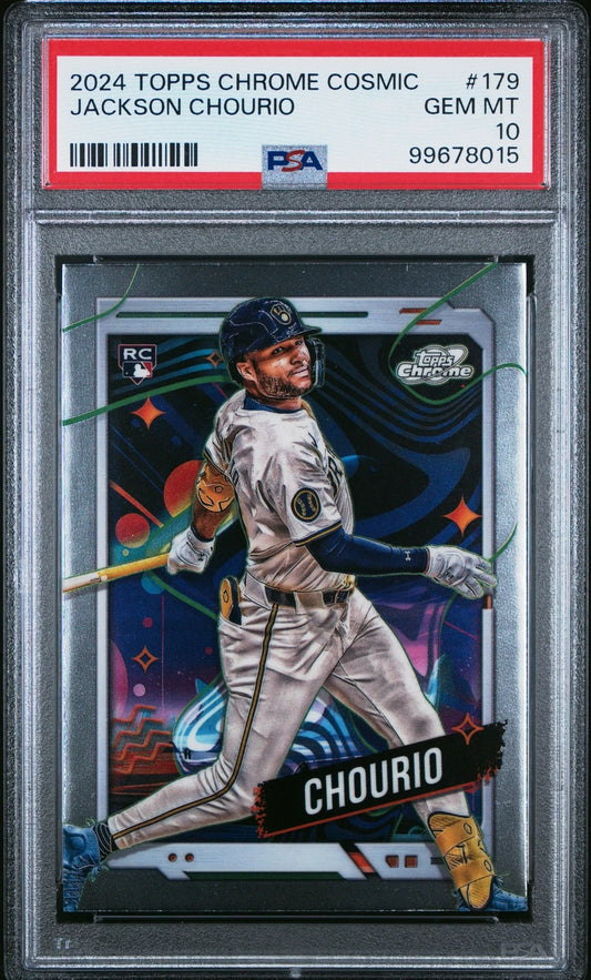 PSA 10 JACKSON CHOURIO 2024 Topps Cosmic Chrome BREWERS Rookie Card RC GEM MINT -  BigGreenBear.com Baseball cards 249.99 USD Big Green Bear