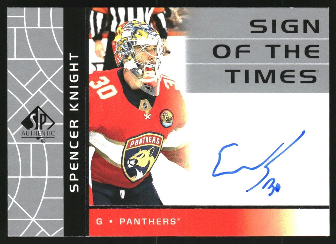 2022-23 SP Authentic '02-03 Retro Sign of the Times #RSOTTSK Spencer Knight - BigGreenBear.com hockey card 29.95 USD Big Green Bear