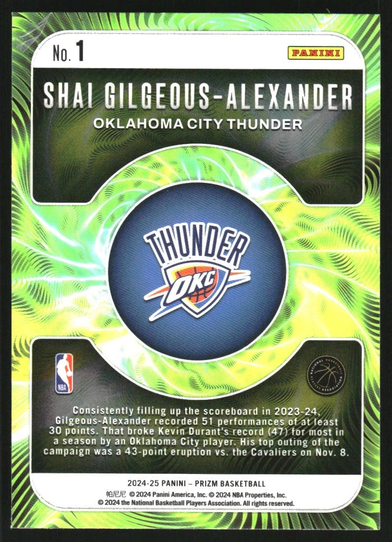 2024-25 Panini Prizm Fractal #1 Shai Gilgeous-Alexander - BigGreenBear.com Basketball cards 3.79 USD Big Green Bear