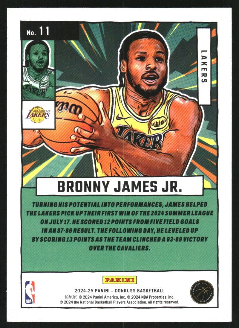 2024-25 Donruss Net Marvels #11 Bronny James Jr. - BigGreenBear.com trading cards 3.99 USD