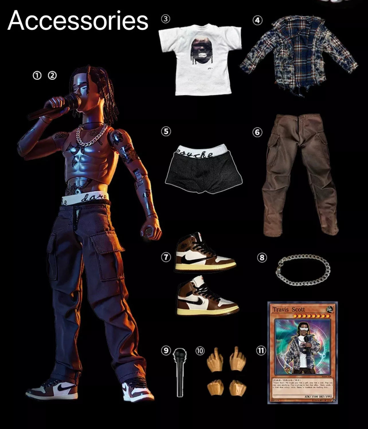 Travis Scott Astroworld Cactus Jack 1/6 Action Figure Limited Merch Collectible - BigGreenBear.com Action Figure 139.89 USD Big Green Bear