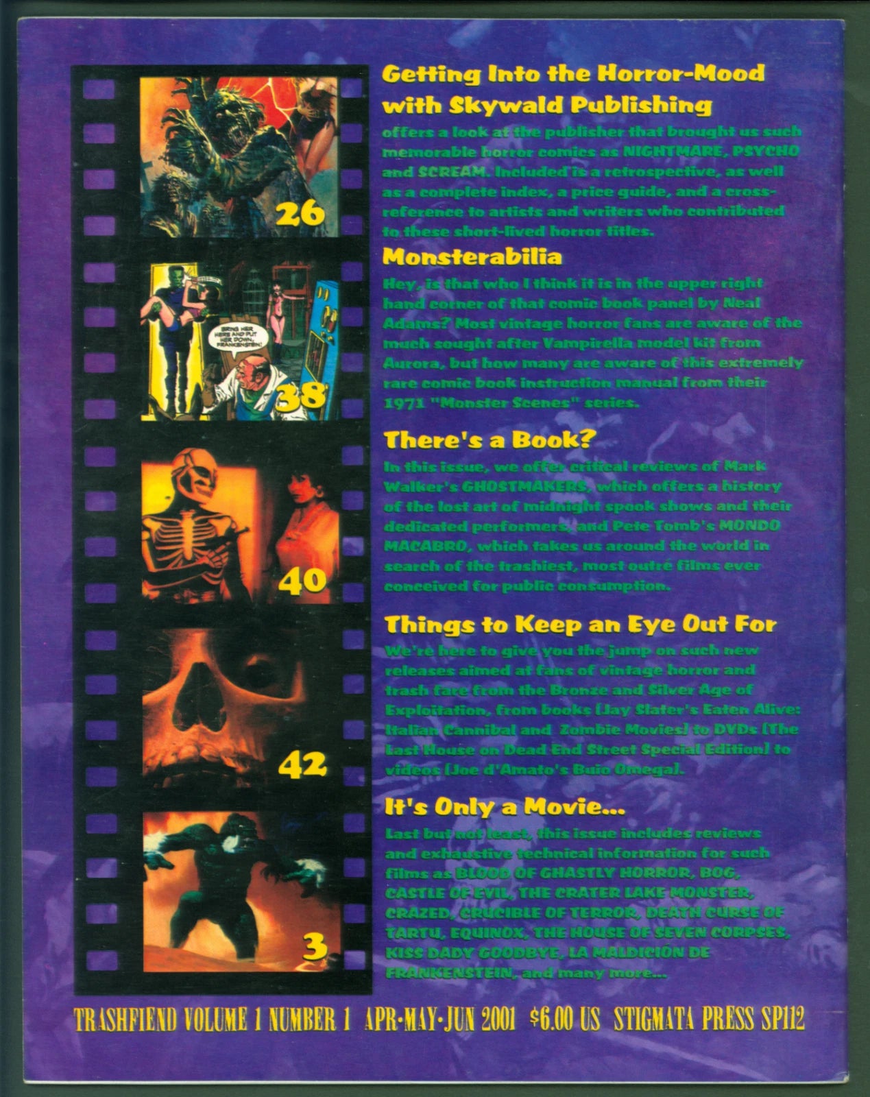 2001 Trashfiend Horror Movie Magazine #1 - BigGreenBear.com Magazine 29.99 USD Big Green Bear
