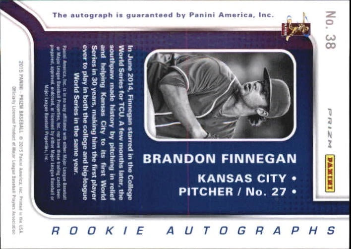 2015 Panini Prizm Autograph Prizms Royals Baseball Card #38 Brandon Finnegan - BigGreenBear.com Baseball cards 6.99 USD