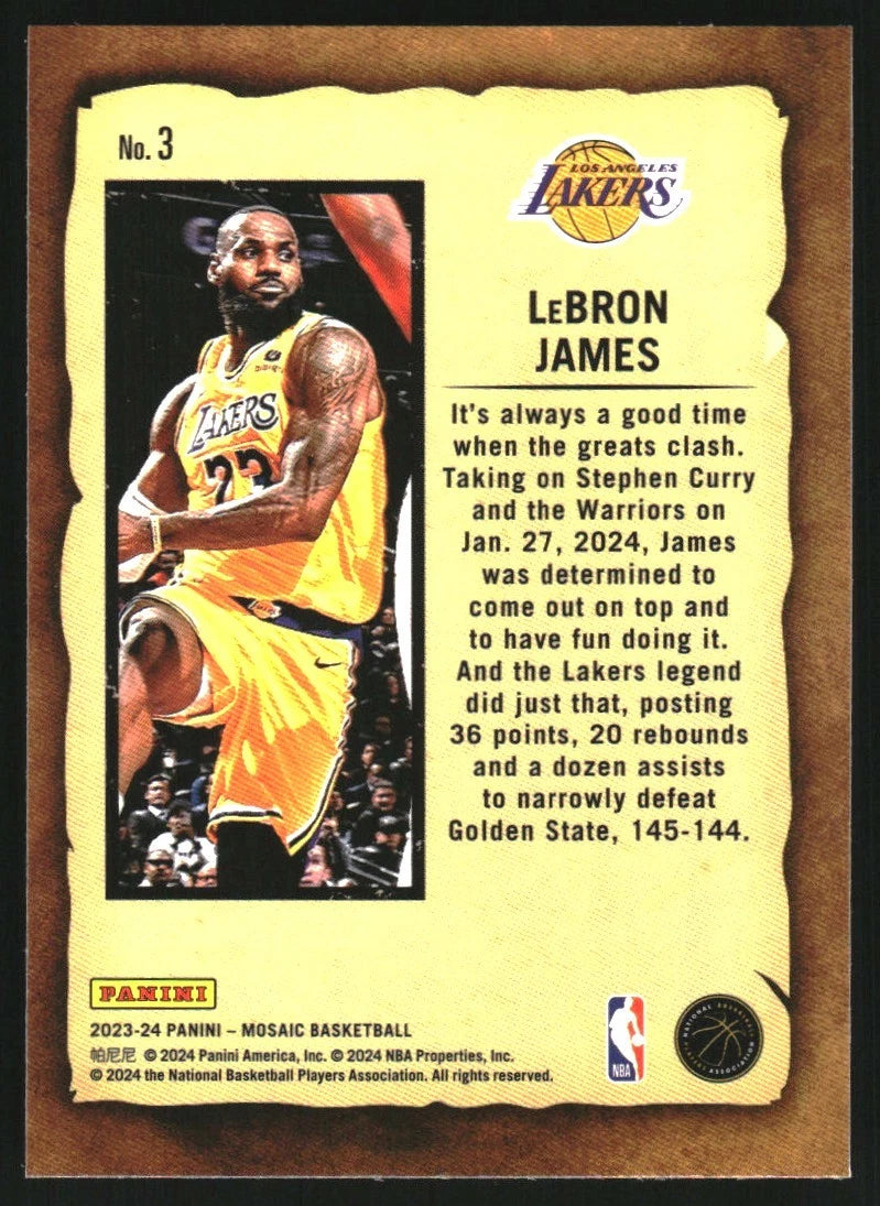 2023-24 Panini Mosaic Noteriety #3 LeBron James - BigGreenBear.com Basketball cards 1.50 USD Big Green Bear