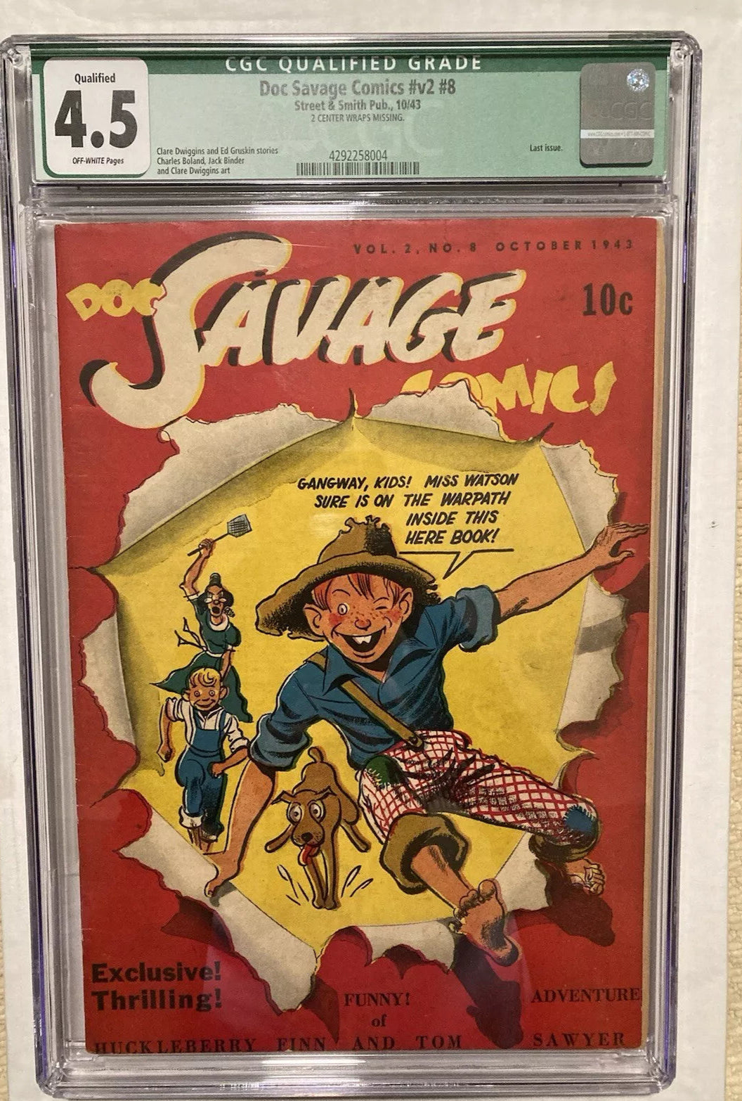 1943 Doc Savage Comics #8 CGC 4.5 -  BigGreenBear.com Comic 249.00 USD Big Green Bear