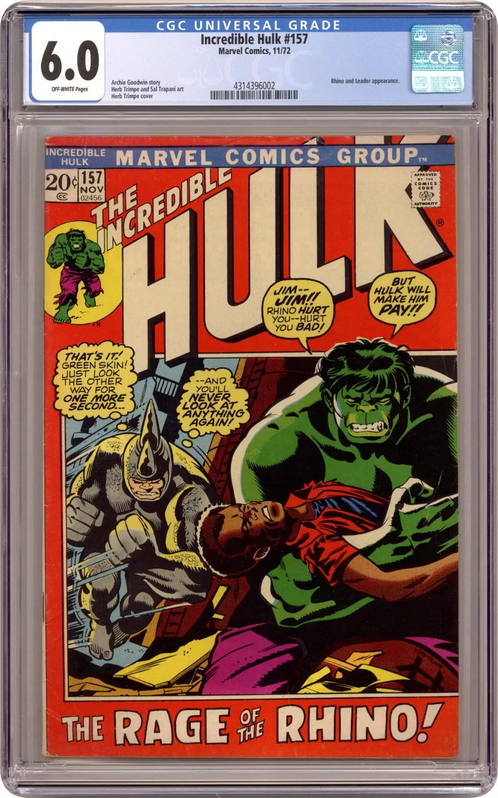 1972 Incredible Hulk #157 CGC 6.0 - BigGreenBear.com Comic 89.99 USD Big Green Bear