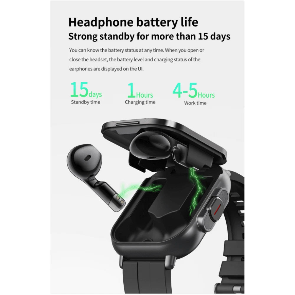D8 2-In-1 Smartwatch with Headphone 2" Bt Call NFC Sleep Monitor Smart Watch Earbuds Compatible With iPhone Android -  BigGreenBear.com SMART WATCH 34.50