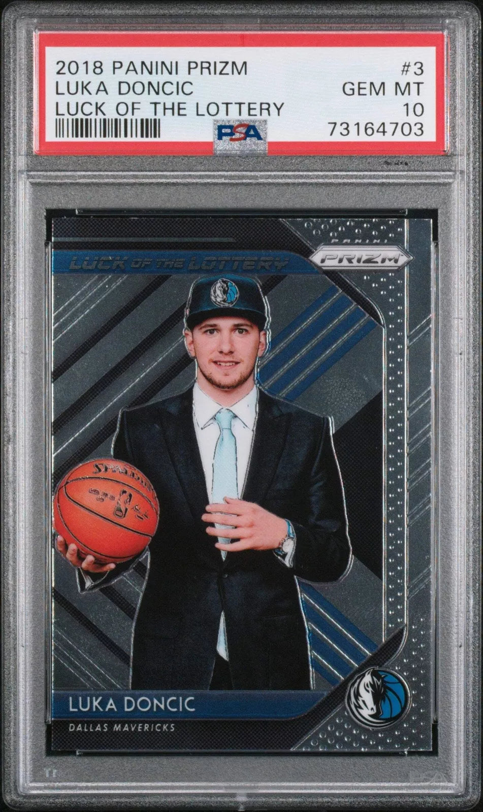 2018 Panini Prizm Luka Doncic #3 Luck Lottery RC Basketball Card PSA 10