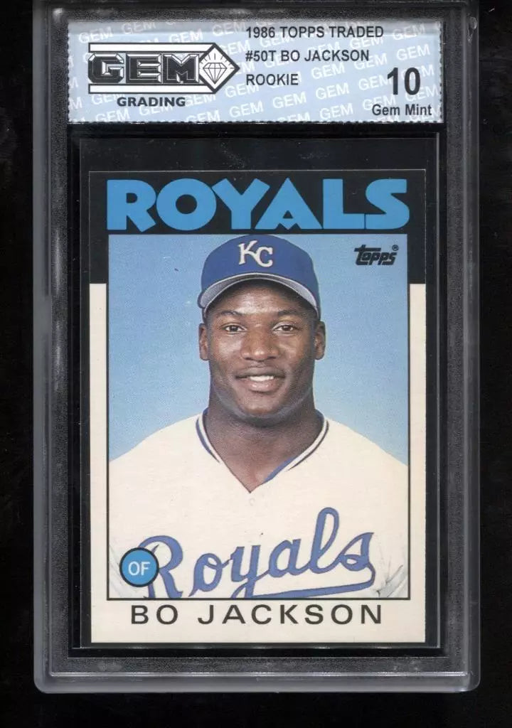 Bo Jackson RC 1986 Topps Traded #50T Rookie GEM MINT 10 -  BigGreenBear.com Baseball cards 59.99 USD Big Green Bear