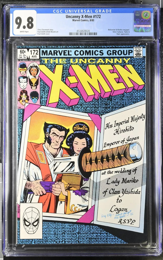 Uncanny X-Men #172 CGC NM/M 9.8 White Pages Marvel 1983 -  BigGreenBear.com Comic 99.00