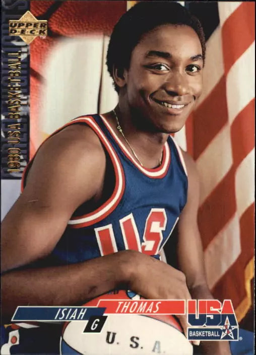 1994 Upper Deck USA Pistons Basketball Card #68 Isiah Thomas/1980 USAB