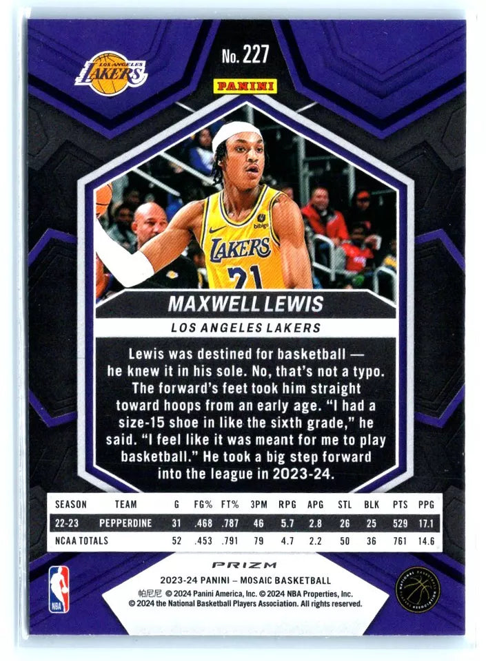 2023-24 Panini Mosaic Reactive Blue #227 MAXWELL LEWIS RC Rookie