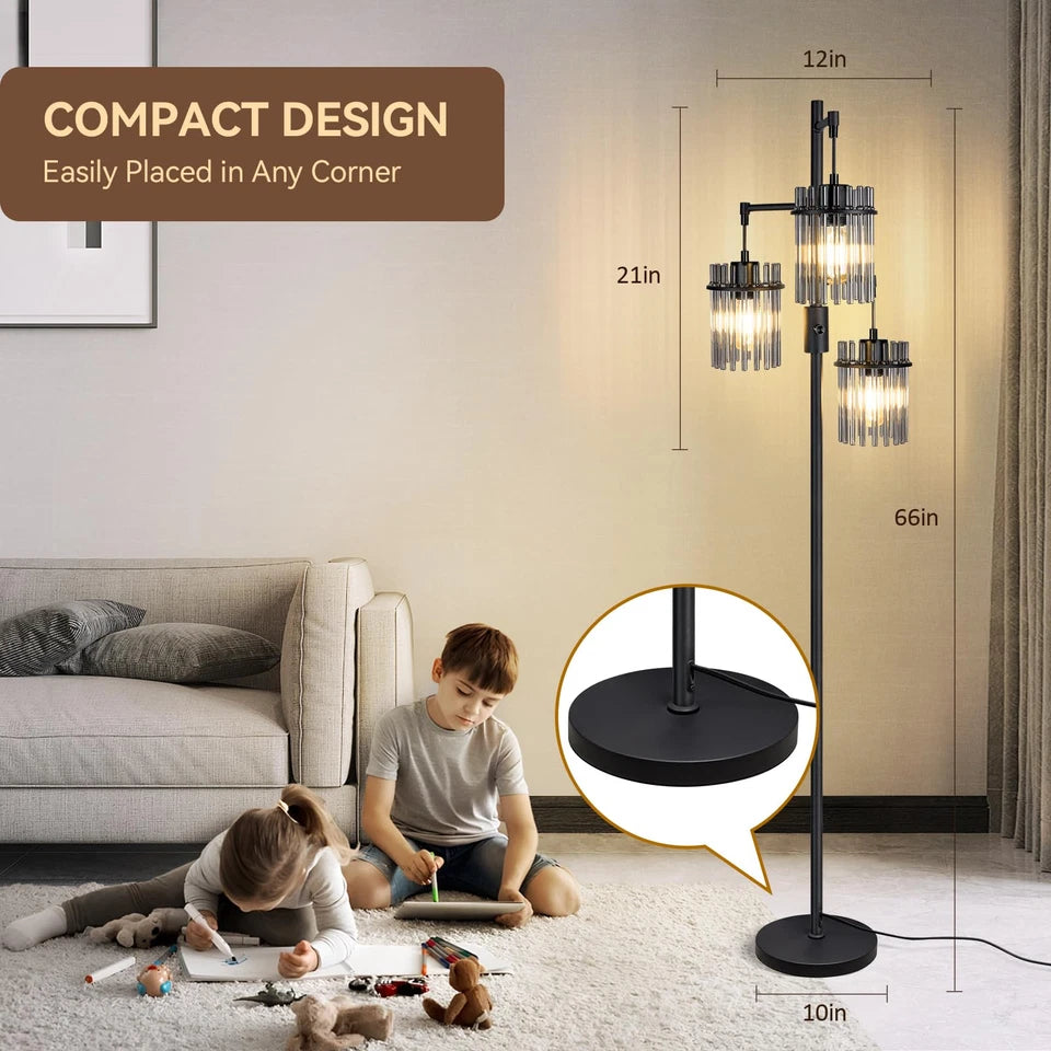 3 Elegant Teardrop Cage Floor Lamps for Living Room, Dimmable Glass Tree Standing - BigGreenBear.com Lighting 89.34 USD Big Green Bear