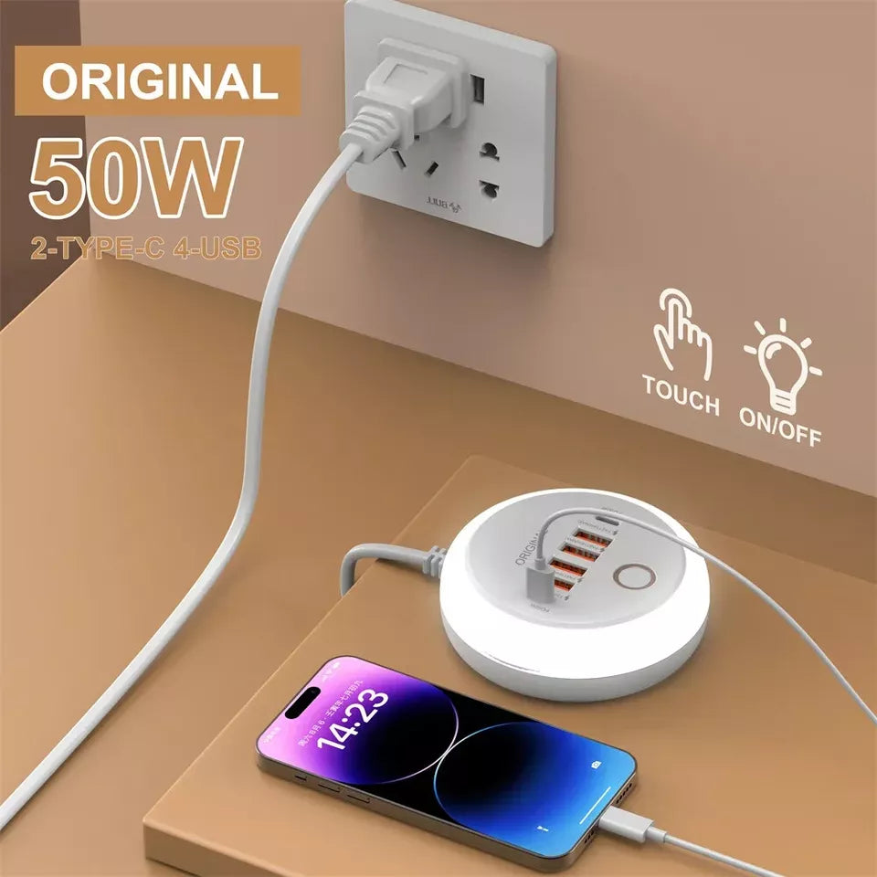 50W Power Strip Multi Port USB C Socket Fast Charging Wall Fast Charger Adapter