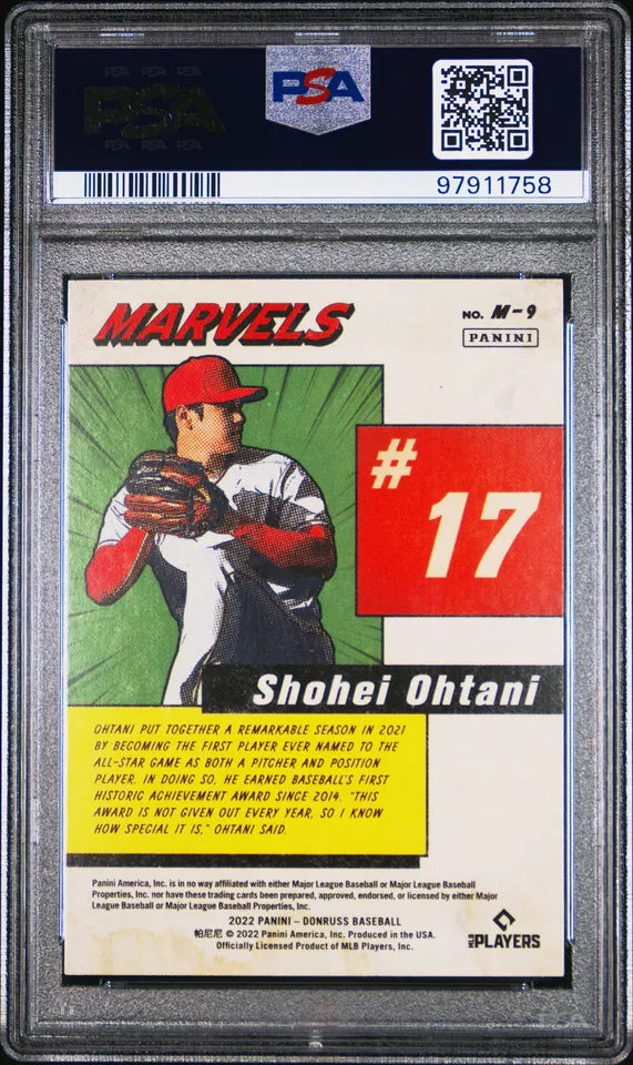 2022 PANINI DONRUSS MARVELS #M9 SHOHEI OHTANI MARVELS RAPTURE PSA 10