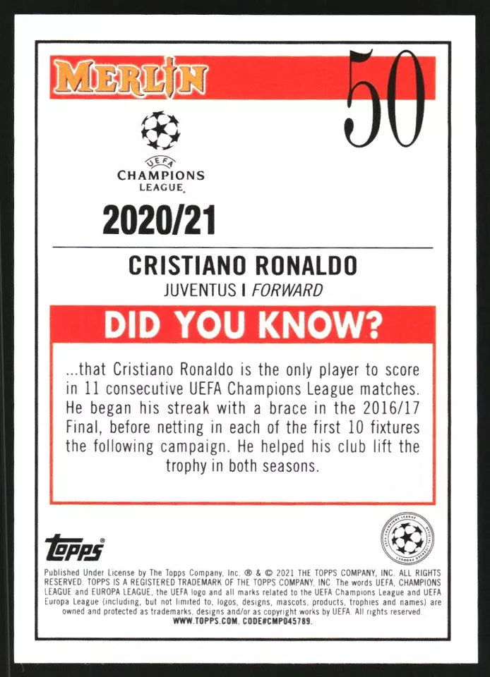 2020-21 Merlin UEFA Champions League #50 Cristiano Ronaldo
