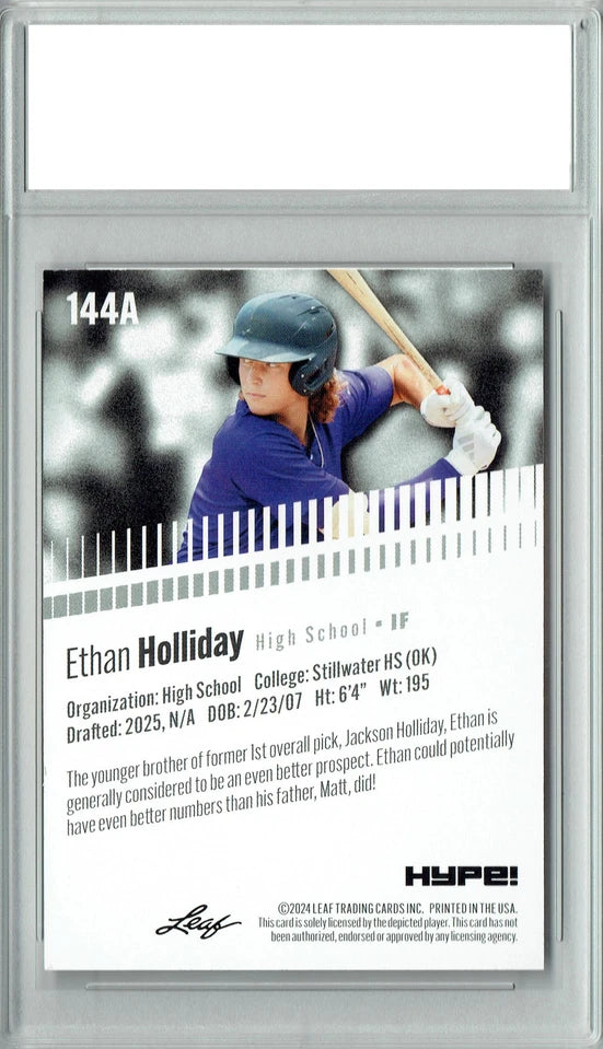 Ethan Holliday 2024 Leaf Hype #144A Only 5000 Made Rookie Card PGI 10