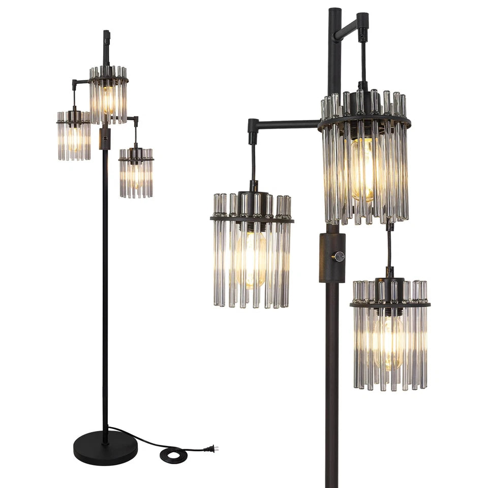 3 Elegant Teardrop Cage Floor Lamps for Living Room, Dimmable Glass Tree Standing - BigGreenBear.com Lighting 89.34 USD Big Green Bear