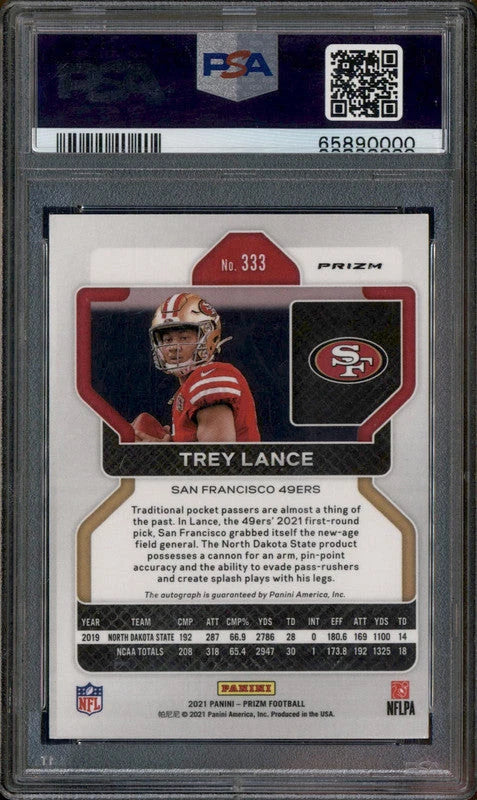 2021 Panini Prizm Rookie Autograph #333 Trey Lance RC Auto PSA 9