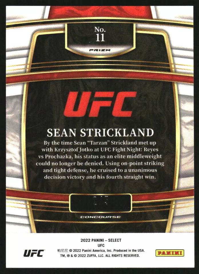 2022 Select UFC Prizms Green #11 Sean Strickland RC Rookie /5 - BigGreenBear.com UFC CARDS 210.00 USD Big Green Bear