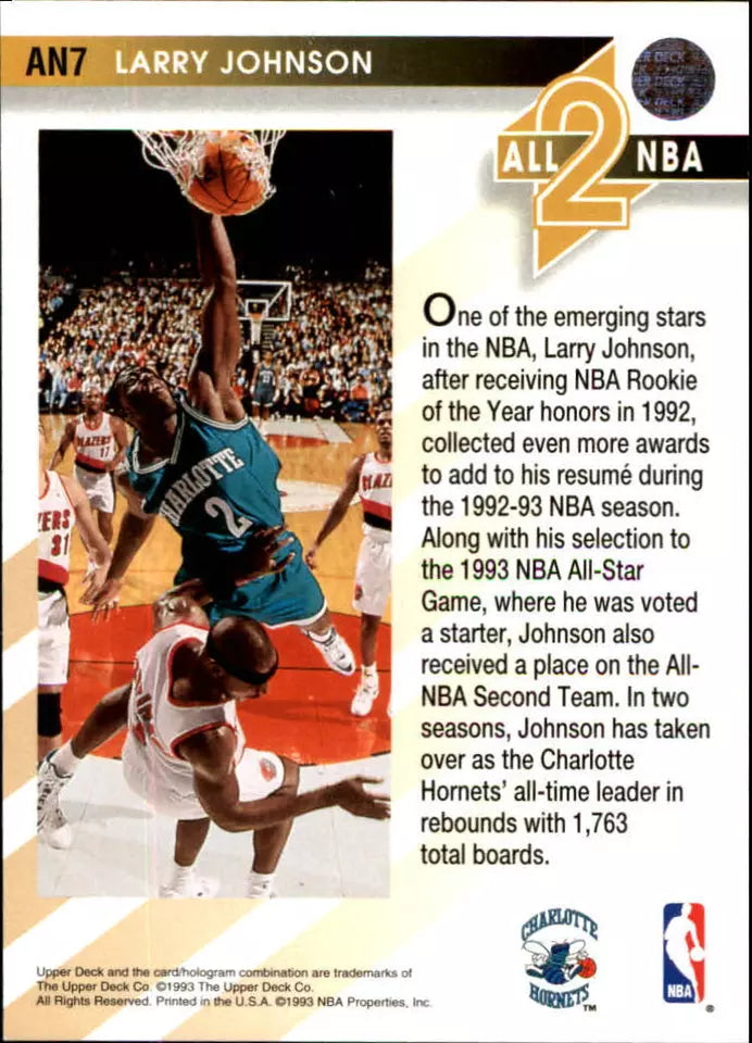 1993-94 Upper Deck All-NBA Charlotte Hornets Basketball Card #AN7 Larry Johnson