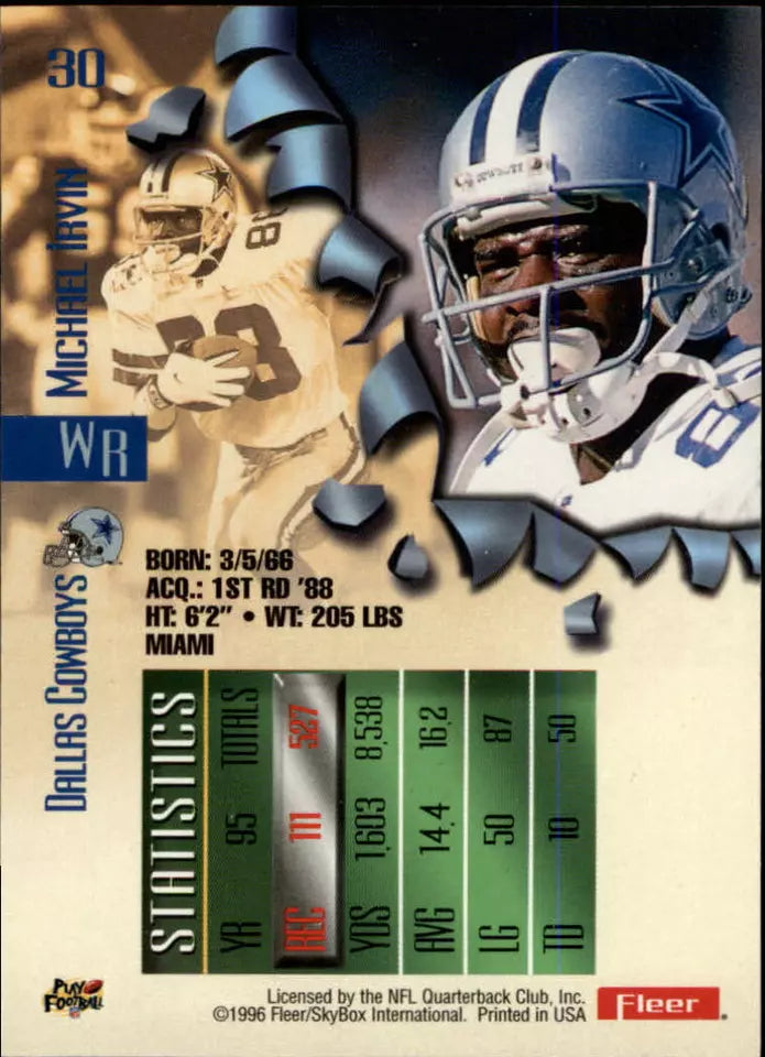 1996 Metal Football Card #30 Michael Irvin