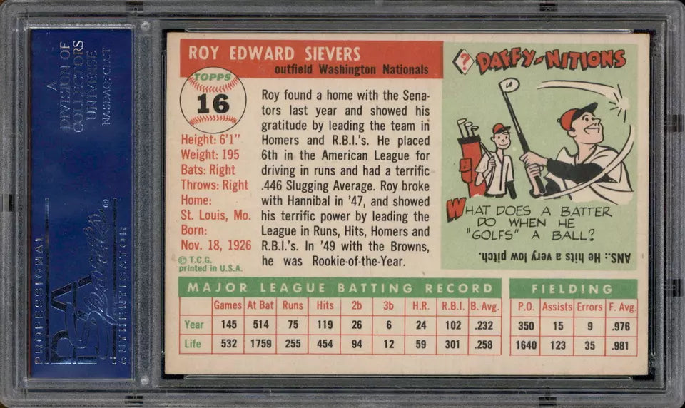 1955 Topps #16 Roy Sievers PSA 6
