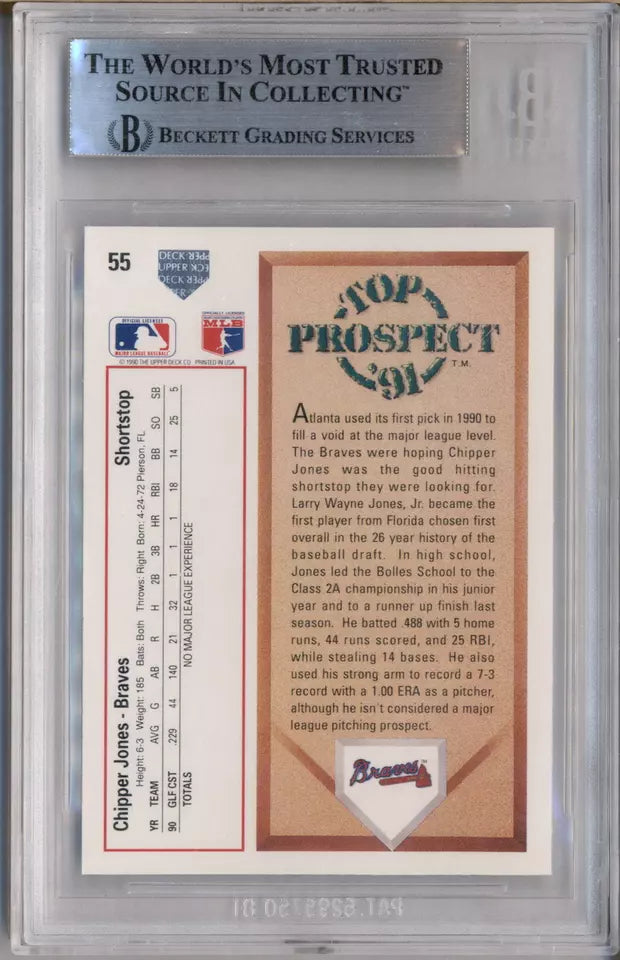 1991 Upper Deck #55 Chipper Jones Autograph Auto BGS Authentic