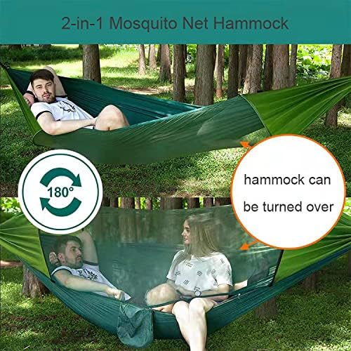 2-in-1 mosquito net hammock with people using it in a forest setting
